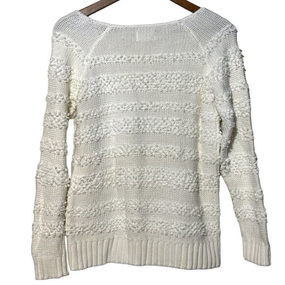 Lou & Grey Loop Stitched Knit White Sweater Raglan Sleeve Women’s XS - Picture 3 of 7